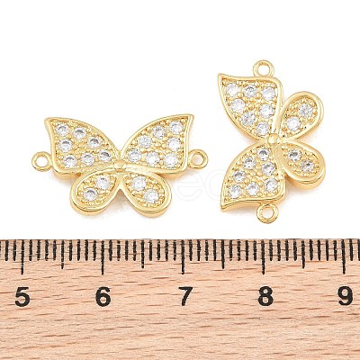 Brass Micro Pave Clear Cubic Zirconia Connector Charms CU-CBA908F-04G-04-1