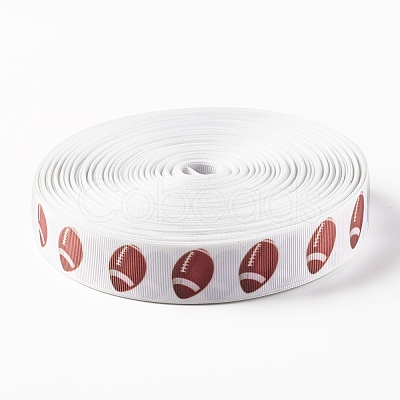 Single Face Rugby Printed Polyester Grosgrain Ribbons SRIB-P019-03-1