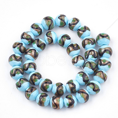 Handmade Gold Sand Lampwork Beads LAMP-T006-02J-1