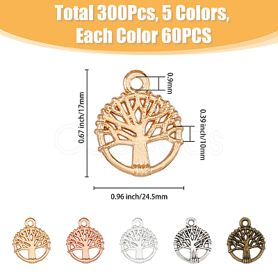 300Pcs 5 Colors Alloy Charms FIND-HY0002-61-1
