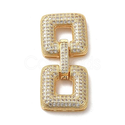 Brass Micro Pave Clear Cubic Zirconia Fold Over Clasps KK-G481-04G-1