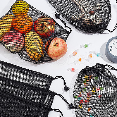 Polyester Mesh Drawstring Storage Bags ABAG-WH0044-49C-1
