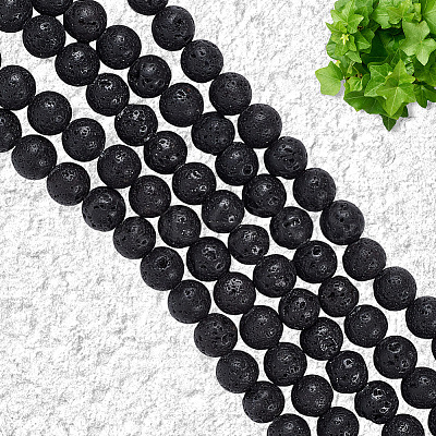 5 Strands Natural Lava Rock Round Beads Strands G-LT0001-02C-02-1