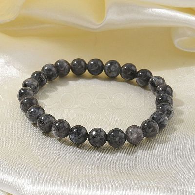 Natural Larvikite Bead Stretch Bracelets BJEW-K212-B-046-1