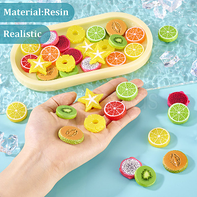 40Pcs 10 Styles Resin Imitation Fruit Model DJEW-TA0001-18-1