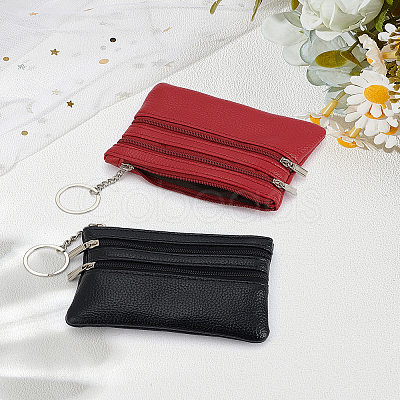 2Pcs 2 Colors PU Leather Zipper Wallets ABAG-LP0001-91A-1
