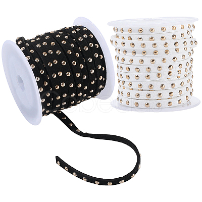 2 Rolls 2 Colors Faux Suede Cord with Aluminum Rivets OCOR-CY0001-03G-1
