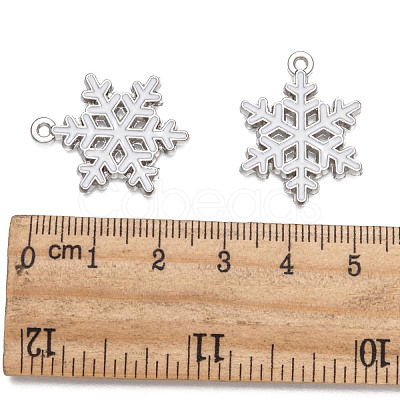Snowflake Alloy Enamel Pendants ENAM-R041-34-1