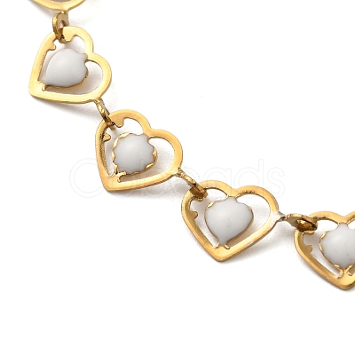 304 Stainless Steel Heart Link Bracelets for Women BJEW-C076-02A-03-1