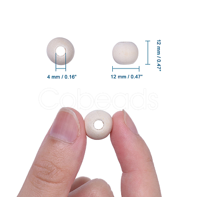 Unfinished Wood Beads X-WOOD-R196-12mm-LF-1
