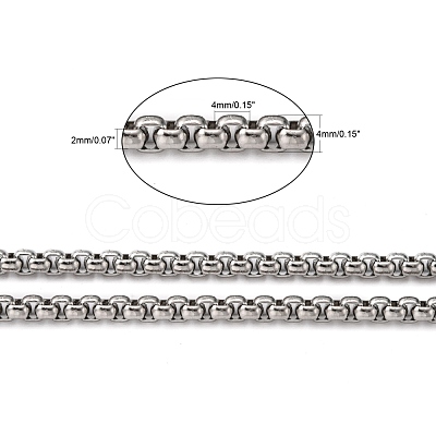 Tarnish Resistant Men's Jewelry Making 304 Stainless Steel Box Chains CHS-A003F-4.0mm-1