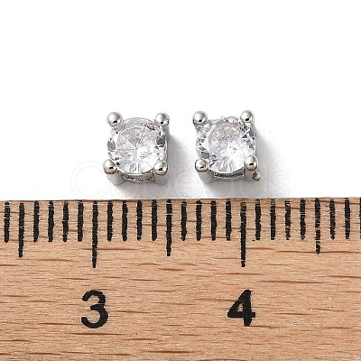 Brass Micro Pave Cubic Zirconia Slide Charms KK-F872-01P-1