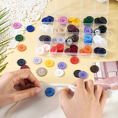 120Pcs 20 Colors 4-Hole Resin Buttons BUTT-TA0001-29B-1