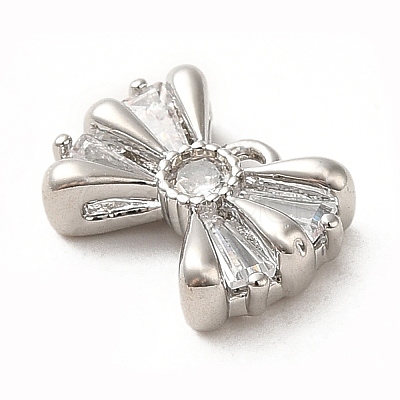 Brass Micro Pave Clear Cubic Zirconia Pendants ZIRC-P113-03P-1