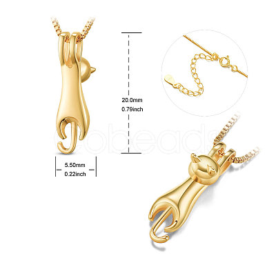 925 Sterling Silver Kitten Pendant Necklace JN427D-1
