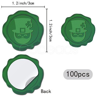 CRASPIRE 100Pcs Saint Patrick's Day Adhesive Wax Seal Stickers DIY-CP0010-17D-1