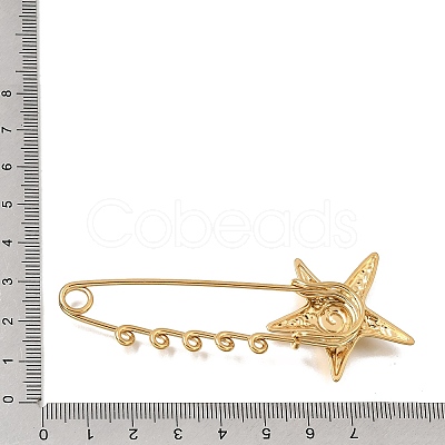 Starfish with Swirl 304 Stainless Steel Safety Pins Brooch Findings SA-CBAB767-06A-G-1
