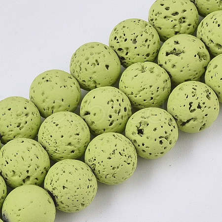 Spray Painted Natural Lava Rock Beads Strands G-N0324-B-08-1
