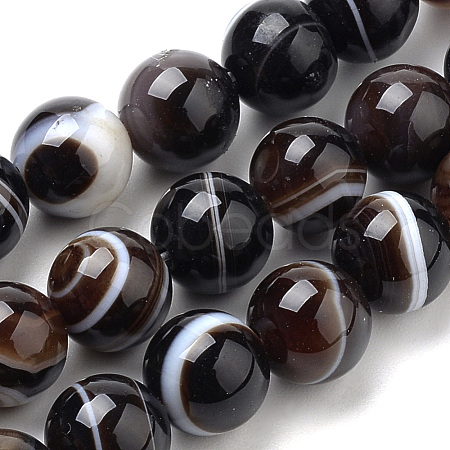 Natural Striped Agate/Banded Agate Beads Strands G-S259-04A-8mm-1