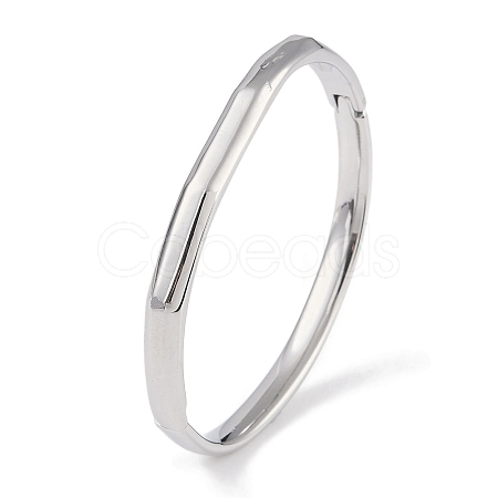 Non-Tarnish 304 Stainless Steel Faceted Ring Hinged Bangles for Women BJEW-C071-16P-1