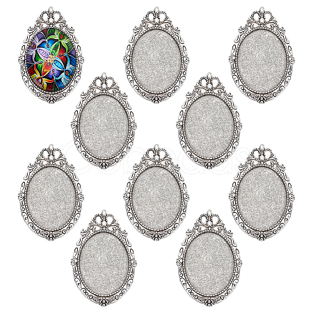 10Pcs Vintage Tibetan Style Alloy Brooch Cabochon Settings FIND-ME0002-17-1
