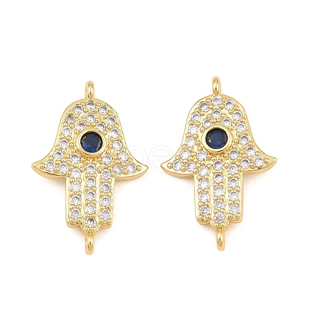 Brass Micro Pave Marine Blue Cubic Zirconia Connector Charms CU-CBAB719-07G-E-1