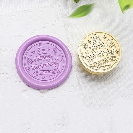 Golden Tone Wax Seal Brass Stamp Heads AJEW-U008-02G-11-1