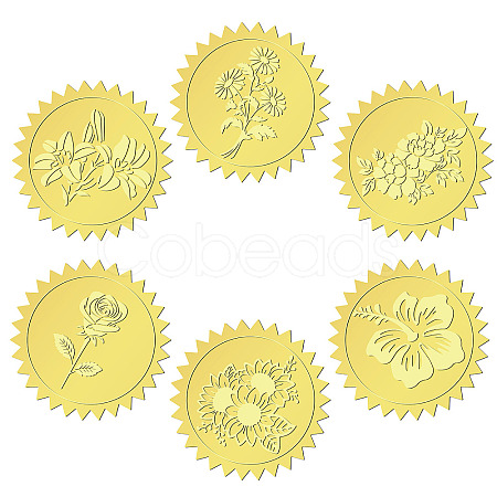 6 Patterns Aluminium-foil Paper Adhesive Embossed Stickers DIY-WH0451-003-1