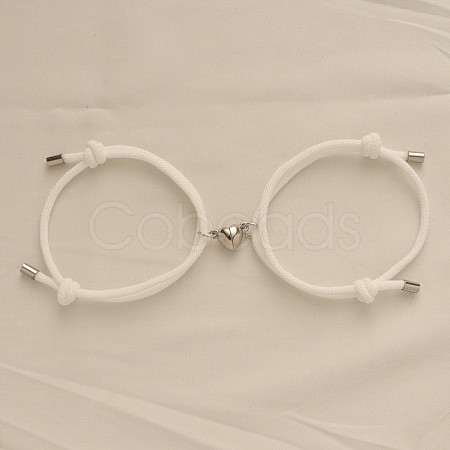 Alloy Heart-shaped Magnetic Braided Rope Bracelets for Couple Girlfriends WG59636-03-1