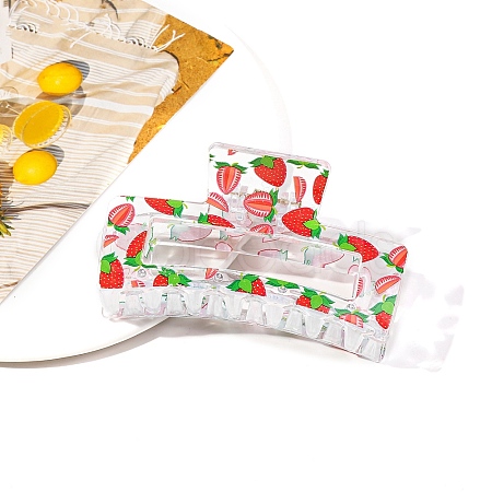 Rectangle Printed Plastic Claw Hair Clips PW-WG4034F-03-1