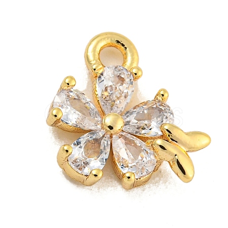 Brass Micro Pave Clear Cubic Zirconia Pendants KK-U015-10G-1