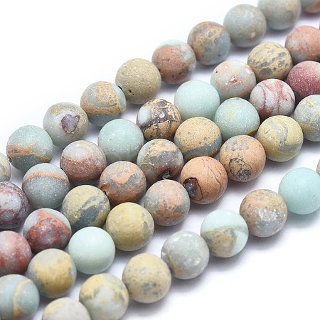 Natural Aqua Terra Jasper Beads Strands G-N0128-48F-6mm-1