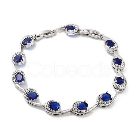 Platinum Alloy Teardrop Link Chain Bracelets BJEW-A005-01A-1
