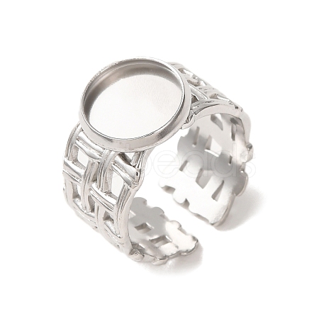 Woven Bezel 304 Stainless Steel Cuff Ring Components SA-CBAD8FA-01P-02-1