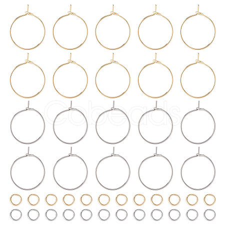 Unicraftale 120Pcs 2 Color 316 Surgical Stainless Steel Hoop Earring Findings STAS-UN0043-01-1