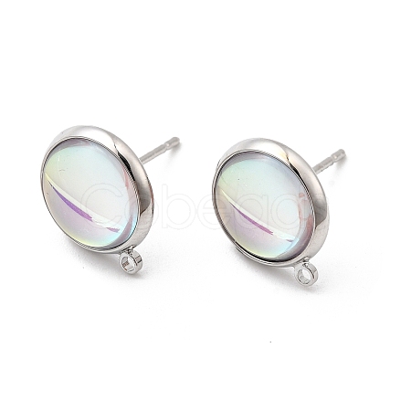 Brass Glass Stud Earrings KK-F916-04P-1
