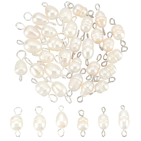 30Pcs 2 Styles Natural Cultured Freshwater Pearl Bead Links Connectors FIND-PH0021-35-1