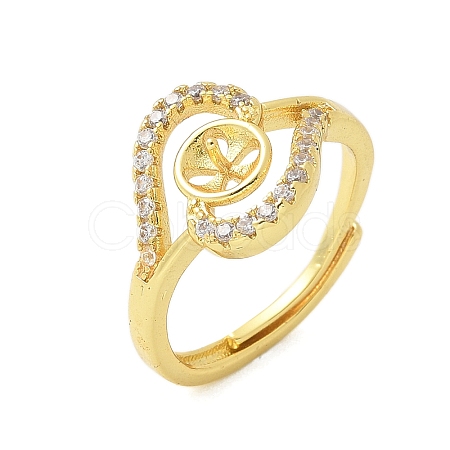 Heart Brass Micro Pave Cubic Zirconia Adjustable Ring Settings KK-K297-22G-1