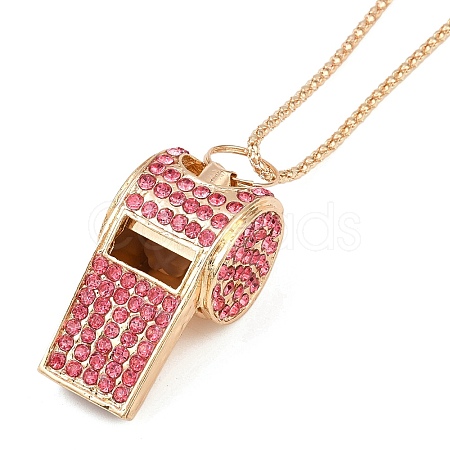1Pc Iron Rhinestone Whistle Pendant Popcorn Chain Necklaces for Women NJEW-DR0001-03B-1