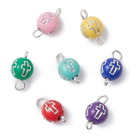 7Pcs 7 Colors Plating Acrylic Connector Charms PALLOY-JF02895-1