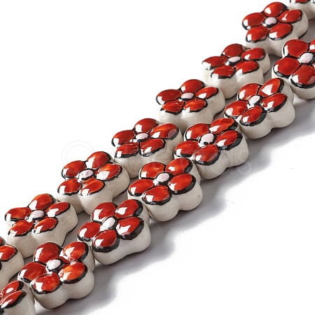 Handmade Porcelain Flower Beads Strands PORC-F003-01A-1