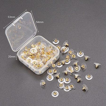 50Pairs Brass Bullet Clutch Bullet Clutch Earring Backs with Pad KK-YW0001-02G-1