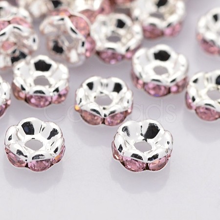 Brass Rhinestone Spacer Beads RB-A014-L6mm-27S-1