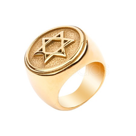 Star of David Pattern 304 Stainless Steel Finger Rings for Men FS-WGD55C6-22-1