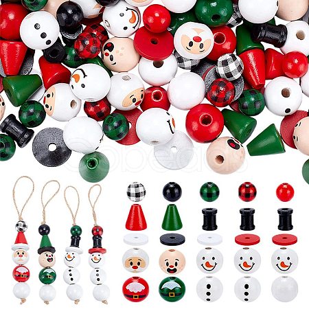Christmas Theme Wood Beads WOOD-AR0001-42-1
