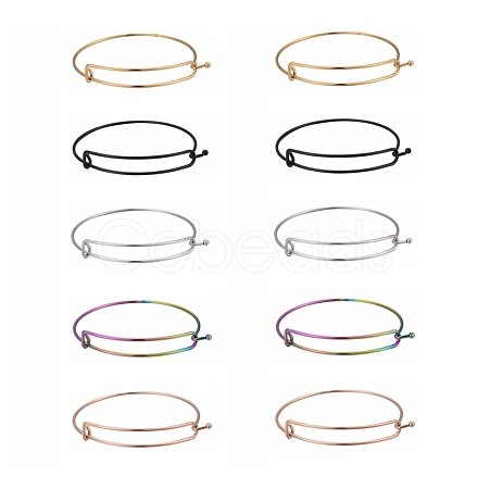 10Pcs 5 Color Adjustable Ion Plating(IP) 304 Stainless Steel Expandable Bangle Making BJEW-LS0001-01-1