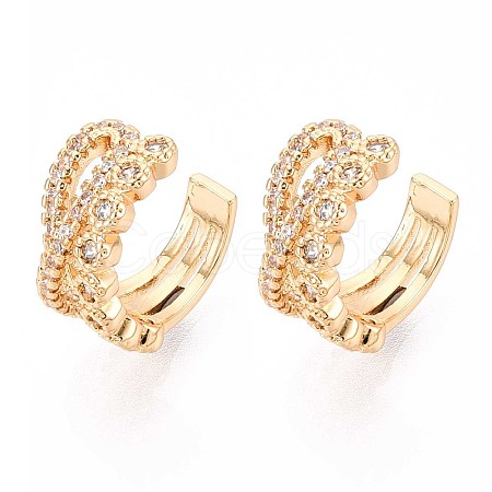 Brass Micro Pave Clear Cubic Zirconia Cuff Earrings EJEW-T047-80G-1