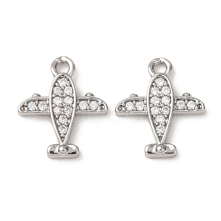 Brass Micro Pave Clear Cubic Zirconia Charms ZIRC-L105-15P-1