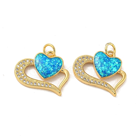 Valentine's Day Brass Micro Pave Cubic Zirconia with Synthetic Opal Pendants KK-D096-02A-G-1