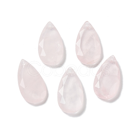 Natural Rose Quartz Faceted Pendants G-D082-01G-1